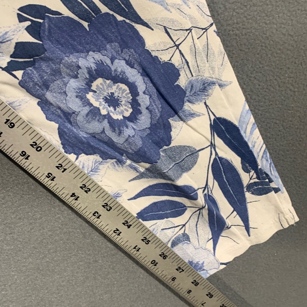 Venti6 Womens Blue White Floral Viscose Jogger Pants Size L Pull On Made in USA - Picture 6 of 7